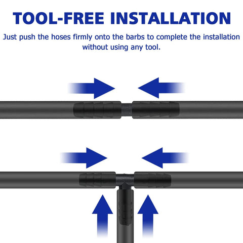 Vacuum hose connector kit with black nylon tubing and tool-free quick-connect fittings.