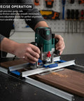 Router Sled Aluminum Alloy Flattening Jig With Precise Rail and Low Friction Slide in use on wood board, compact setup shown