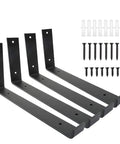 Knockout Heavy Duty Shelf Brackets For Floating Shelves Built Like A Tank With Solid As A Rock Iron Design Slick Industrial Wall Mount Brackets Black set with screws.