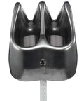 Grey Verso Belay Device Crazy Light Climbing And Rappelling Gear, shown close-up, compatible with single, half, and twin ropes.