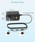Diagram of All In One Plug And Play Adjustable Power Supply 3V To 12V 30W With 14 Tips Polarity Converter and measurements shown.