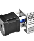 Close-up of Slick Electric Linear Rail Guide And Z Axis Slide Module with stepper motor and steel rail, designed for CNC upgrades.
