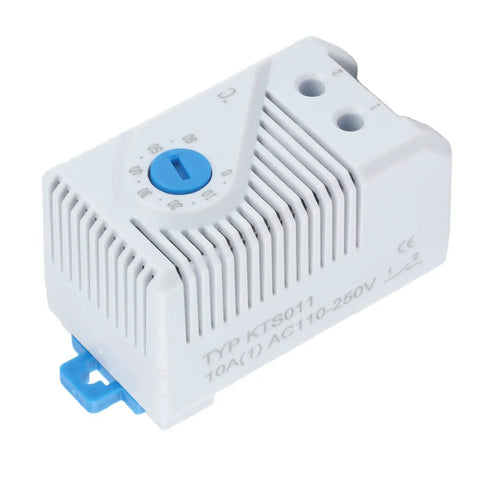 Adjustable 0-60 C Mechanical Thermostat With Normally Closed Switch For Heaters Fans And Control Circuits Rotary Dial Temperature Control For Precise Activation Trigger Easy Dial Setup Auto Shutoff And Safe Startup, white plastic DIN rail thermostat