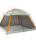 Screened Canopy Tent 12 X 12 Ft With Zippered Enclosure, UPF50 Plus Sun Protection, Bug Free Outdoor Shelter in grey and orange