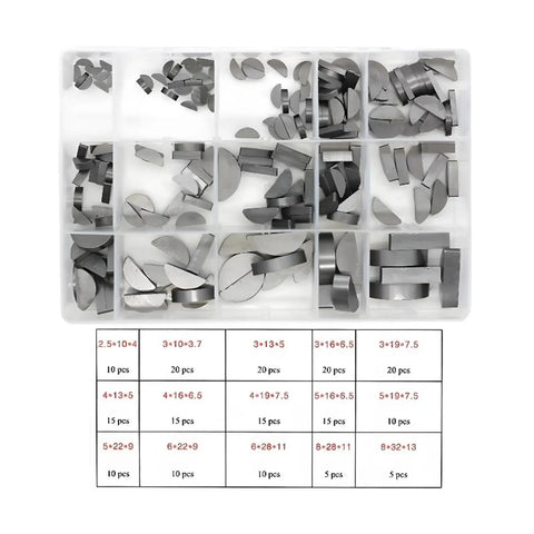 The Real Deal 200 Piece Carbon Steel Woodruff Key Assortment Kit Heavy Duty Industrial Grade Rock Solid Rust Proof Precision Machined Shaft Hub Connector Tools For Mechanical Auto Repair Shop Tough Gear Legit Engineers Love It, assorted sizes in organizer
