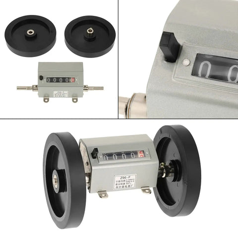 Heavy Duty Metal Rope And Cable Length Counter Featuring Hella Sturdy Rolling Wheel And Dead On Five Digit Readout For Snappy Industrial Measurements And Effortless Manual Reset In Sleek Grey Finish