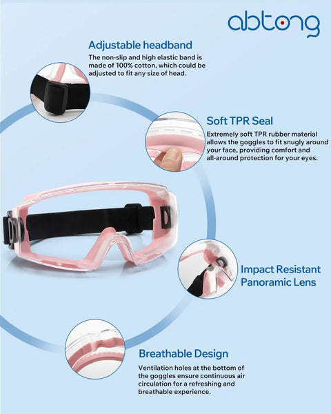 Over Glasses Safety Goggles With Anti Fog Clear Lens For Lab Work And Industrial Use ANSI Z87 1 Certified with features detailed