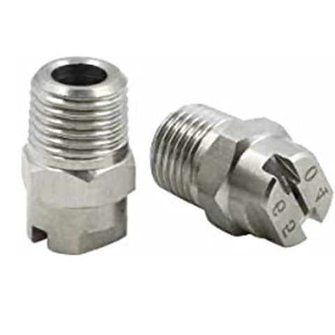 4 Pack 65 Degree Flat Fan Spray Nozzles 1/8 NPT Stainless Steel 304 Rust Resistant High Temp Durable Industrial Sprayers With Clog Proof Internal Channels For Smooth Even Coverage And Long Lasting Performance, two 65° nozzles
