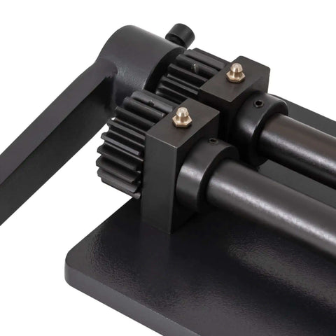 Close-up of Heavy Duty Pro Grade 18 Inch Sheet Metal Bead Roller Kit with cast iron gears and sturdy construction.