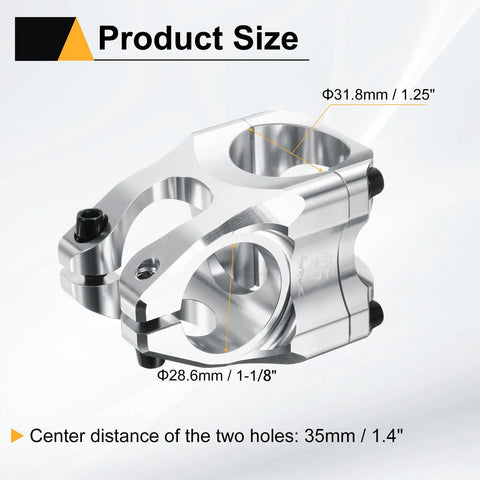Beefy Aluminum 31.8mm Mountain Bike Stem With 35mm Length For Mountain Road And BMX Bikes Handlebar Clamp Showing Measurements