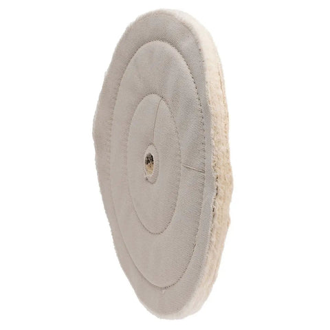Premium 10 Inch Canton Flannel Buffing Wheel Ultra Soft Extra Light Finish for automotive refinishing side view.