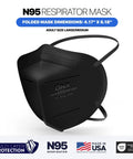 BNX N95 Mask Black NIOSH Certified Particulate Respirator Made In USA 20 Pack with over-the-head straps model H95B