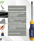 Torx Screwdriver from 12 Piece S2 Alloy Steel Magnetic Star Drivers T5 Through T40, ergonomic handle design shown