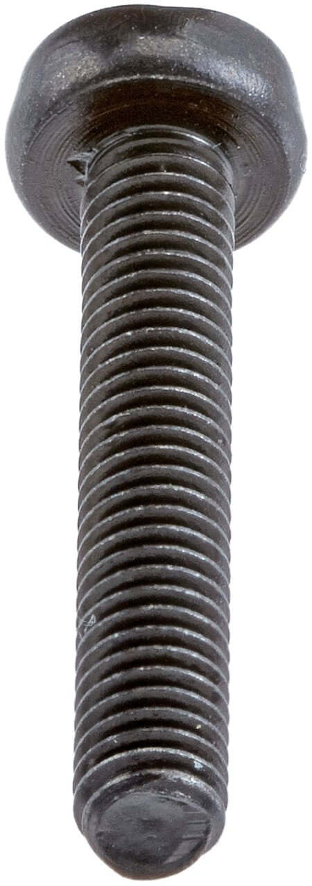 Pan Head Machine Screw In Black Oxide Finish DIN 7985 Compliant Phillips Drive Size No 1 M3.5 By 0.6 20mm Length Fully Threaded