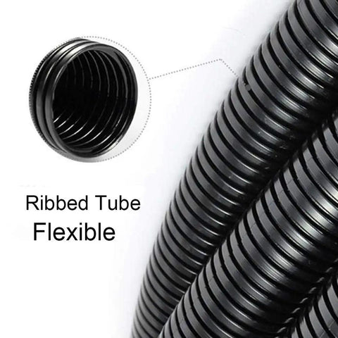 Close-up of black 100 Ft 1/4 Inch Wire Loom Split Tubing Auto Wire Conduit Flexible Cover for automotive and industrial use