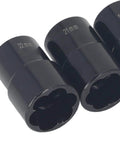 Close-up of 5 Piece Bolt Extractor And Lug Nut Remover Kit For Damaged Fasteners, 1/2 Inch Drive Impact Sockets in 21mm and 22mm sizes