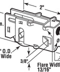 Diagram of 1-1/4 Inch Steel Ball Bearing Sliding Door Roller Assembly With Plain Back Housing, Rear Screw Adjustment, Yellow Zinc Finish.
