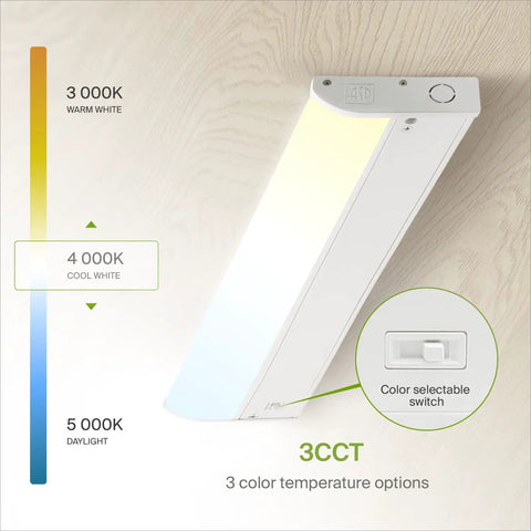 Under Cabinet LED Lighting 24 Inch 12W 822 Lumen Dimmable Hardwired Kitchen Light Fixture With Bullnose Design, Three Color Temperatures