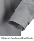 Detail of sleeve from Super Durable Flame Resistant Work Shirt In Large Gray Size Rugged Fr Cotton For Tough Jobs Meets Nfpa 2112 And 70E