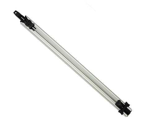 Dead On Aluminum Straight Edge Guide For Table Saw And Router Jig With Heavy Duty Grip Clamp And 24 Inch Fence viewed from above.