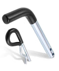 Half Inch Trailer Hitch Pin With Black Vinyl-Coated Grip And R Clip, Fits 1-1/4 Inch Receivers, Includes Two Mounting Holes