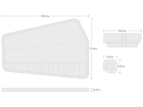 Technical drawing of 20 Piece Punch And Chisel Roll-Up Pouch For Portable Carry Of Your Punch And Chisel Set PNC99001, showing dimensions