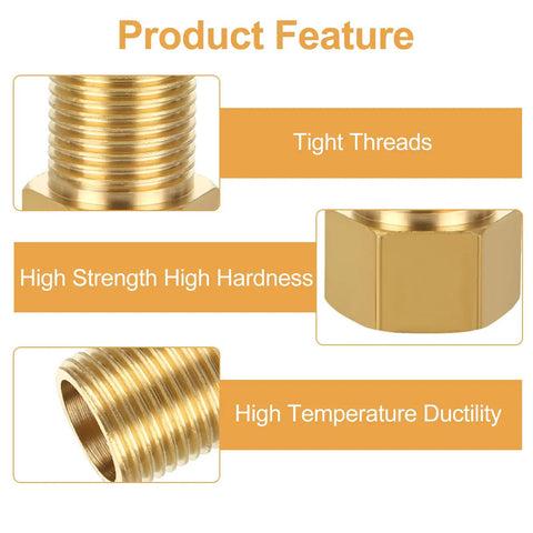 Features of Brass Pipe Fitting Set Of 10 Extension Nipple Connectors 1/2 Inch Female To 1/2 Inch Male, showcasing tight threads and durability.