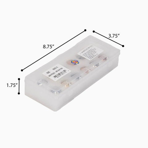 Physics Balls Set Of 12 Drilled 25mm Balls With 3mm Center Holes in durable plastic storage container with dimensions shown