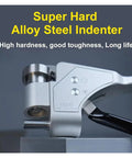 Portable Digital Webster Hardness Tester For Aluminum Alloy Metals Plug And Play Quick Test Multi Unit Converter, close-up of alloy steel indenter.
