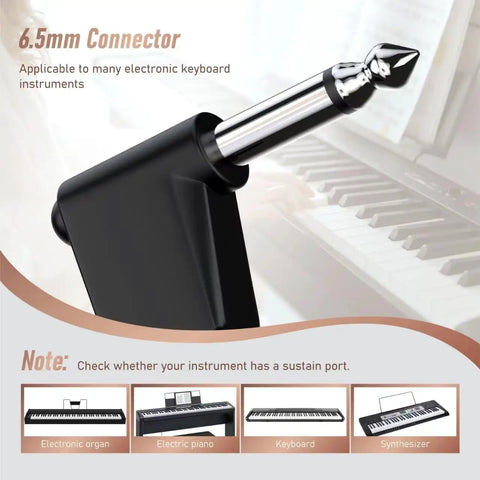 6.5mm connector of Universal Sustain Pedal For Digital Piano And Keyboard, Chrome Plated Metal Foot Damper