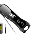 Digital Meat Thermometer Instant Read In 1 Second for Grilling, BBQ with IP67 Waterproof, Folding Probe, and Backlit Display