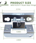 Dryer Door Hinge For GE Hotpoint 4466992 AP6032615 PS11763047 EAP11763047 Silver 1 Pack with measurements shown