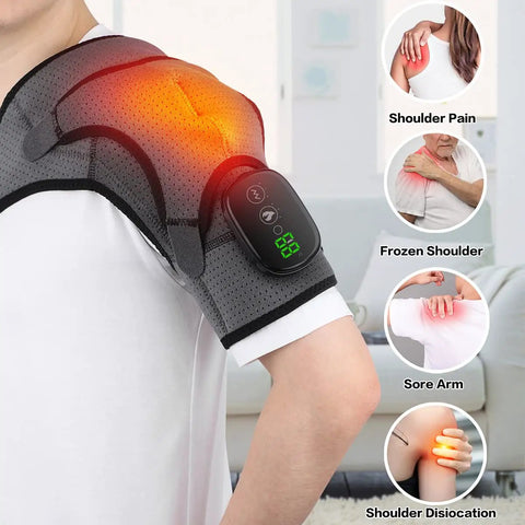 Person using Cozy Heated Shoulder Wrap Massager For Men And Women With Cordless Design And 3 Heating Settings