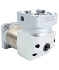 Top Shelf 60mm Right Angle Planetary Gearbox With 5 10 20 Or 50 To 1 Reduction Ratios Hella Smooth Torque Output Built Tough For Mounting Directly On 60mm Servo Motors Featuring A No Nonsense 14mm Drive Shaft, showcasing aluminum housing.