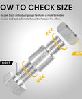 Nut And Bolt Gauge Set 44 Piece With Inch And Metric Gauges Male And Female Thread Checker close-up showing bolt and nut threading