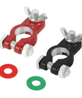 Universal Car Battery Terminal Set Including One Pair Positive And Negative Connectors With Felt Fiber Washers Heavy Duty Battery Terminal Adapters For Cars Trucks SUVs RVs Motorcycles Boats And Other Marine Vehicles.
