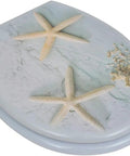 Cozy Flannel Toilet Seat Cover Featuring Stylish Sea Star Print Universal Stretch Bath Lid Wrap that Fits Almost Any Oval Bowl.