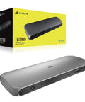 Thunderbolt 3 Dock For Laptop Users Delivers Snazzy Desk Setups With 85W Fast Charging, angled view showcasing silver design and ports.