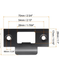 Stainless Steel T Strike Door Strike Plate 2-3/4 Inch Backplate For Interior And Exterior Doors Black Rust Resistant Durable Reinforcement for Deadbolt Lock 70x40mm Large Hole with Measurements