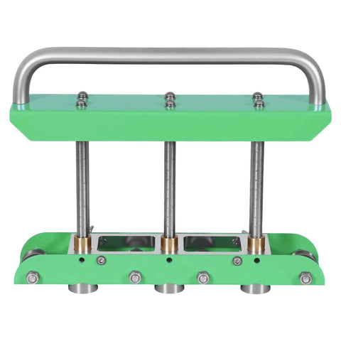 Front view of Built Tough Sheet Metal Bender For Roof Edges And Drip Edge Tool with 0 to 90 Degree Adjustable Folding, green metal handle.