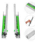 16 Inch Detachable Slow-Close Drawer Slides With Metal Rails, Heavy-Duty Cabinet Glides, hand holding slide detail view