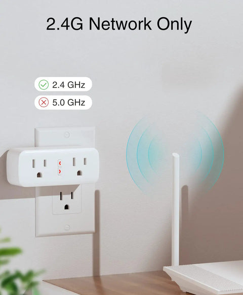 Dual Smart Plug Outlet Extender With Surge Protector, Works With Alexa And Google Home, 2.4G network display, white