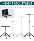 Adjustable Projector Tripod Stand 23 to 51 Inches with Elastic Band Laptop Tablet Mount showcasing height adjustment