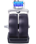 Beefed Up Dual Wheel Trailer Jack Attachment With Safety Chock, 2000 Lb Capacity Tongue Jack Caster, Zinc Plated Front View