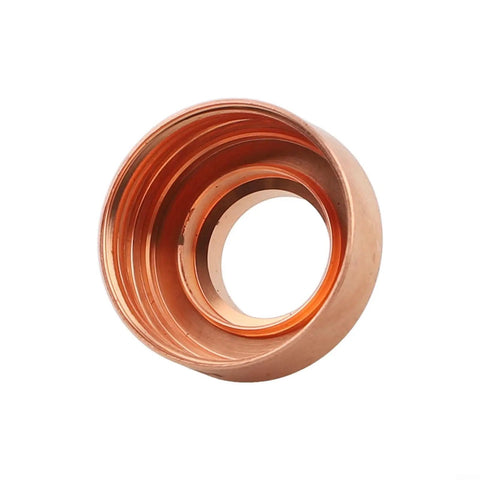 Ten Pack Fine Shield 220931 for Hypertherm PMX 45XP 65 85 105, brass replacement part for plasma cutter, showing detailed inner design.