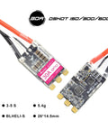 Close-up of 30A Brushless ESC Pack For FPV Racing Drones BLHeli S DShot 150 300 600 with 26x14.5mm size and connections visible