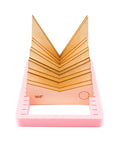 Heavy Duty Stained Glass Angle Jig With Smooth Sliding Bracket And Six Solid Boards For Hassle Free 3D Prism Building And Dead On Copper Foil Soldering Alignment Crafters Really Dig This showing 144° angled layers on pink base.