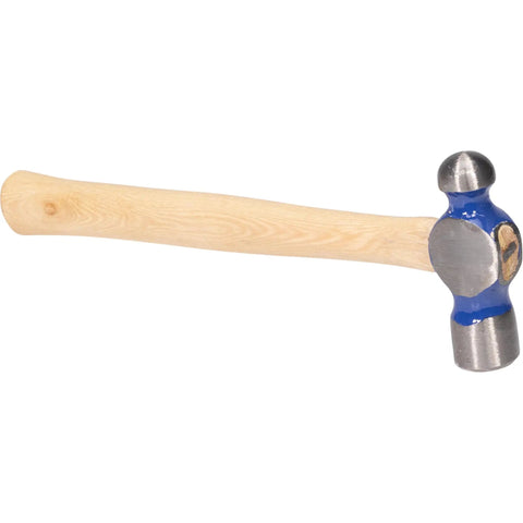 Ball Pein Hammer 16 Oz With Hickory Handle, American High Carbon Steel, Drop Forged Blacksmith Tool For Metalworking, side view