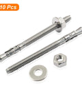 Stainless Steel Wedge Anchors For Concrete 1/4 Inch By 3-1/4 Inch 10 Pcs Rust Resistant Corrosion Resistant Clear Threads