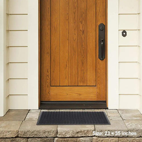 Heavy Duty Commercial Rubber Floor Mat Featuring Hexagonal Drainage Cutouts For Garage And Shop Kick Ass Non Slip Oil Grease Resistant Tough As Nails Level, 23x35 inches.